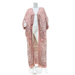 FREE PEOPLE Kimono Duster Robe in Light Pink & Cream - Flaw ~ one size